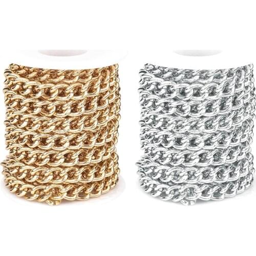 5m/lot Glasses Bag Chain Bulk Chains Rhodium Gold Curb Cuban Link Chain Necklaces Chains For Women Men Jewelry DIY