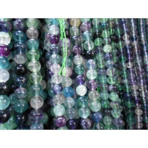 Natural Stone Colorful Fluorite Round Loose Beads 15" Strand 4 6 8 10MM Pick Size For Jewelry Making