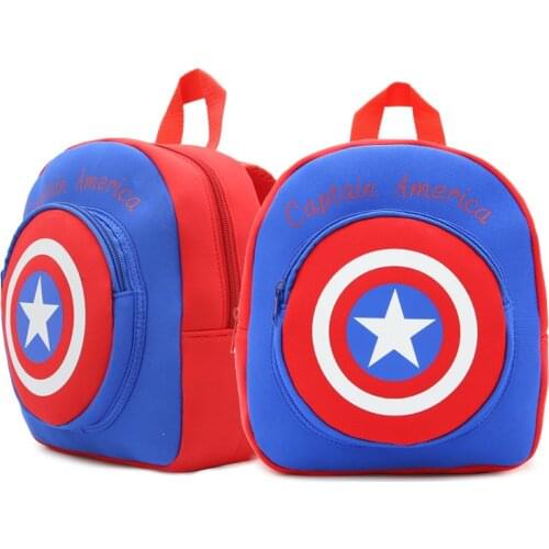 Disney 2-4 years old cute Captain America cartoon anime childrens shoulder bag neoprene kindergarten