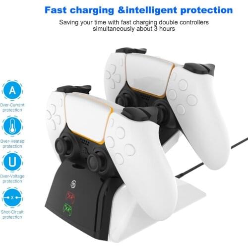 For PS5 for playstation 5 Console Dual Charging Wireless Gamepad Charger Fast Charging with LED Indicator Light Eu / US Plug