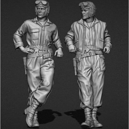 1/35 Resin Model figure GK Soldier US tankers with coveralls set Military theme WWII Unassembled and unpainted kit