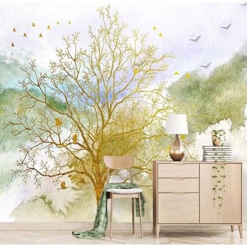 Custom Mural Wallpaper 3D Stereoscopic Abstract Golden Tree Elk Landscape Background Wall Decorative Painting Photo Home Decor