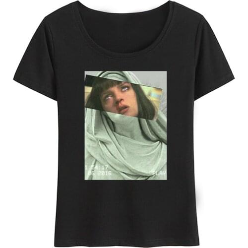 Movie Pulp Fiction Virgin Mary T Shirt Summer Women Girl O-neck Short Sleeve Shirt Hip Hop Tees Tops Funny Streetwear