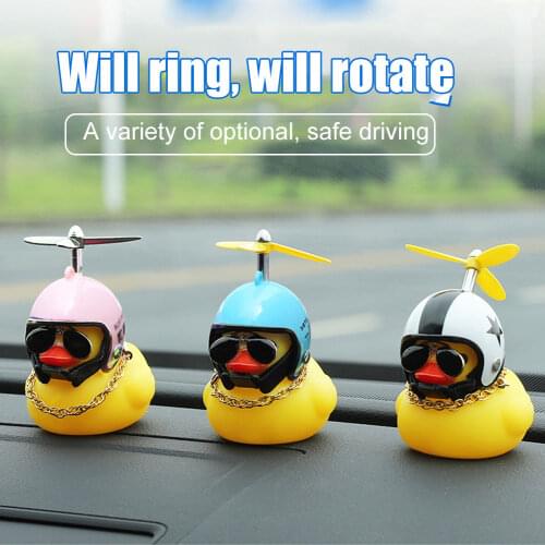 Hot Sale Small Yellow Duck Car Decoration Windbreaker Duckling with Helmet Car Accessories N66