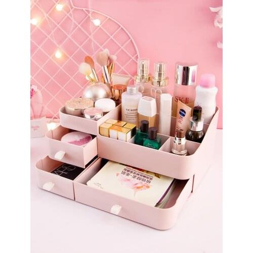 GY Girl Heart Cosmetics Storage Box Home Large Capacity Clutter Organizing Box Student Ins Desktop Storage Rack