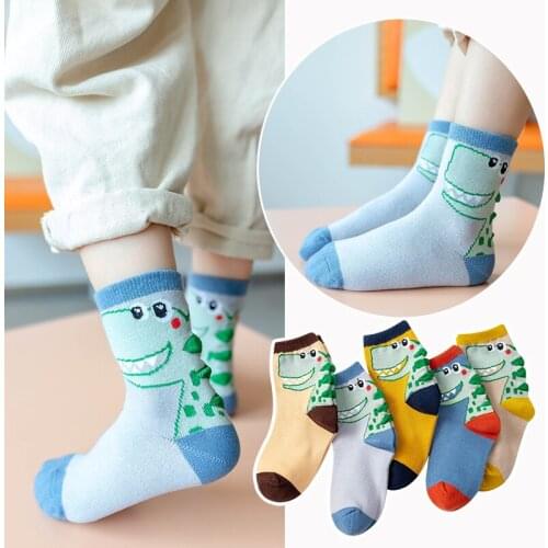 Boys autumn winter girls cotton socks child student socks 3D dinosaur sock multi-color warmer baby kids embroidery student sock