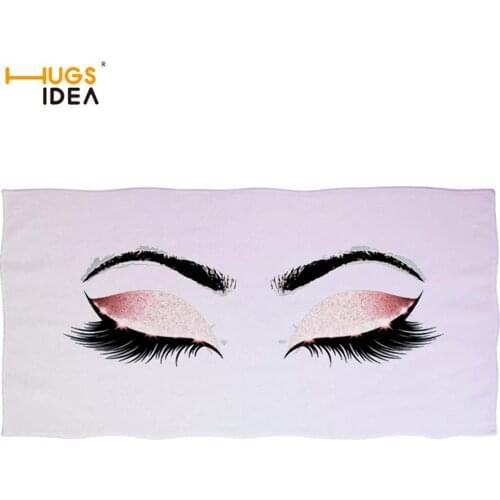 HUGSIDEA Makeup Artist Event Eyelash Print Large Bath Towel Bathroom Microfiber Beach Towel Rectangle Swimiing Towels 75cmx150cm