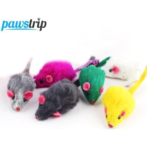 Rabbit hair fake mouse pet cat toy feather rainbow ball toy Cayts mini funny cat toy kitten 2 inches 10 pieces