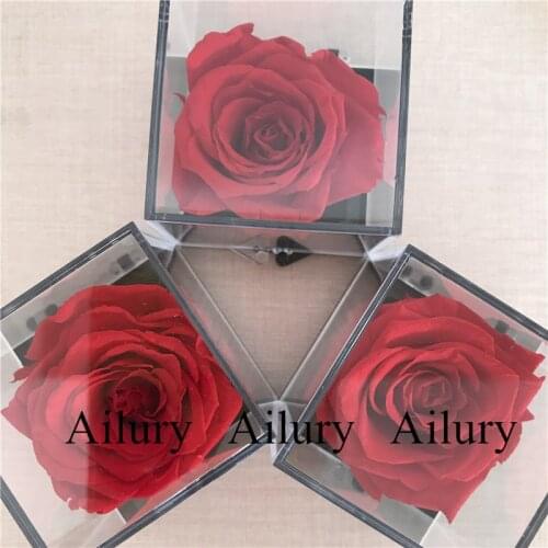 5cm Preserved flower,natural rose gifts, plastic transparent boxes, wedding gifts, Valentines day gifts, home decorations