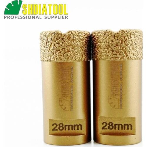 SHDIATOOL 2pcs Dia 28mm Vacuum brazed diamond drilling bit 15MM diamond height hole saw granite marble ceramic drill bits cutter