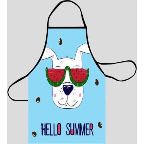 Dog Pattern Kitchen Aprons For Women Oxford Fabric Cleaning Pinafore Home Cooking Accessories Apron