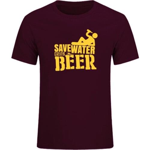 Summer Casual Save Water Drink Beer Mens T-Shirt New Arrival Male Tees Boys Tops Funny Print Men T Shirt EU Size