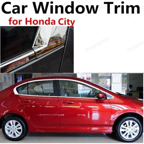 Hot sell Car Styling Window Trim Accessories Stainless Steel without column For Honda City Decoration Strip