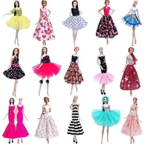 NK 1 Pcs Hot sale Doll Dress Skirt Clothes for Barbie Doll Accessories Play House Casual Girls Doll Dressing Up Baby Toys JJ