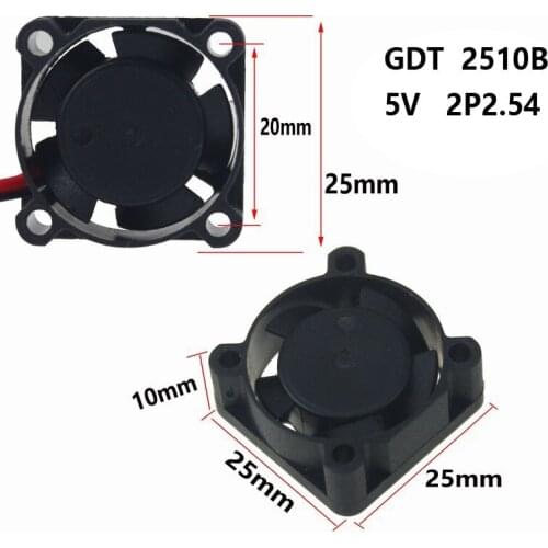 Gdstime 100 pcs Mini Cooling Fan 25mm x 10mm Radiator Brushless DC Fan 5V 2 Wire 2P 2510 Double Ball 25x25mm Cooler