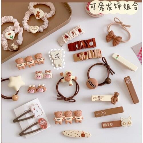 Fashion Cartoon Flower Bear Hair Clips For Girls Elastic Hair Band Sweet Hairpins Headband Barrettes Headwear Hair Accessories