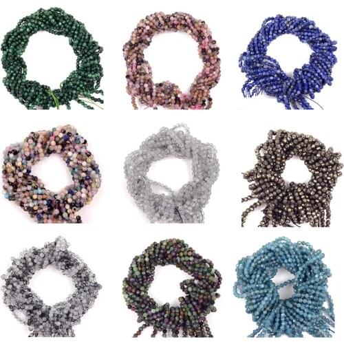 Natural Faceted Labradorite Quartz Tourmaline Pyrite Stone Beads For Jewelry Making Needlework DIY Charms Bracelet Accessories