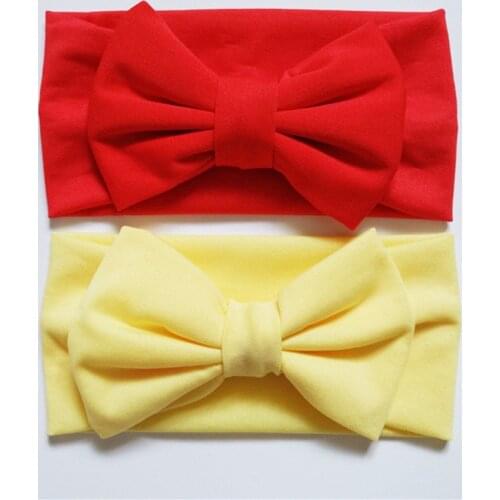 2019 New Cotton Elastic Newborn Baby Girls Solid Color Headband Bowknot Hair Band Children Infant Headband baby bows