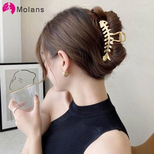 Molans 2021 New Woman Metal Hair Claws Hair Accessories Chic Barrettes Hairclips Hairpins Ladies Hairgrip Girls Ornaments Crab