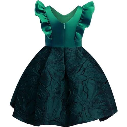 Original Zebra Remember middle girls fashion full dress female children flying sleeve dress kids jacquard weave princess dresses