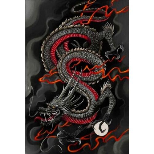 Black Red Dragon Art Film Print Silk Poster Home Wall Decor 24x36inch