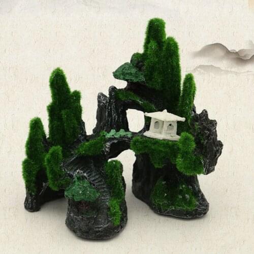 Resin Aquarium Ornament Rockery Landscaping Fish Tank Decor Coral Reef Cave Moss Background