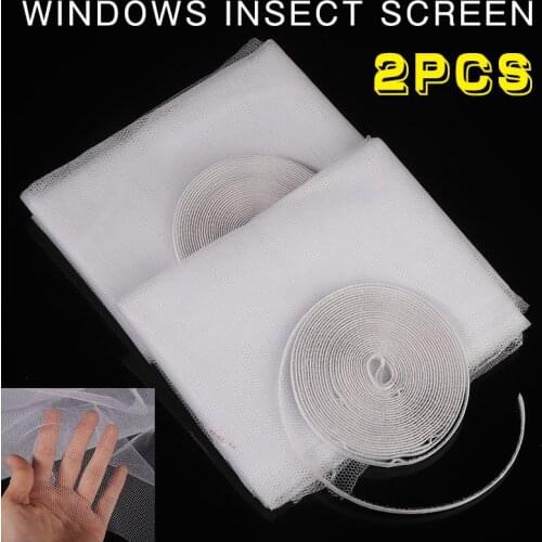 Anti Fly Mosquito Mesh Net Set Windows Fly Insect Mosquito Repellent Screen White Mesh Self-adhesive 130*150cm