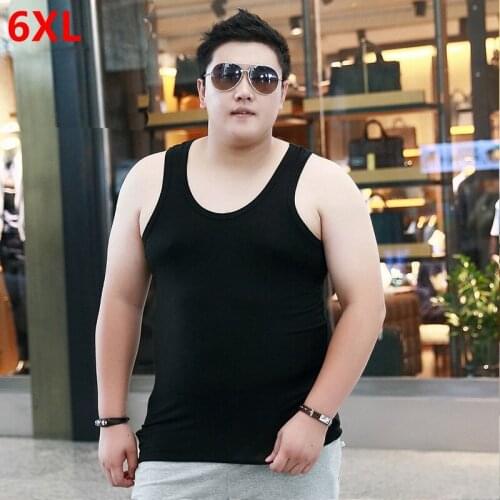 Richkeda Store New 2021 Mens Large Size High-Stretch Sleeveless Tops Plus Fertilizer Oversized Tank Tops Plus Size Vest