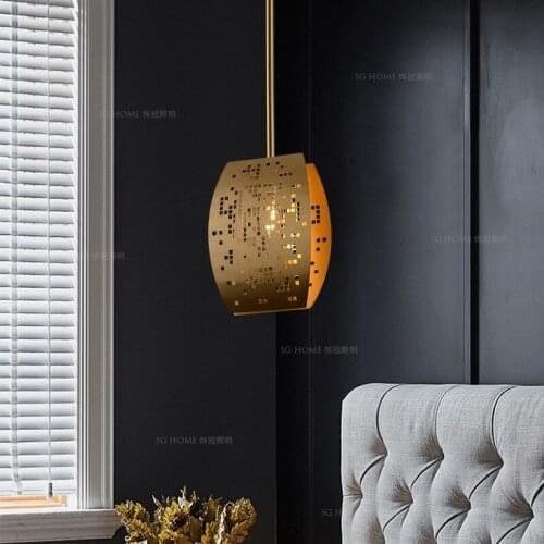 Luxury bedside chandelier copper crystal postmodern creative dining room bar luxury Hong Kong-style Rubiks Cube