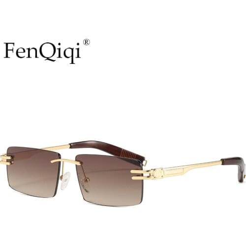 Square Rimless Stylish Sunglasses 2021 Summer Fashion Trendy Small Rectangle Sun Glasses UV400 Shades for Men Women Eyewear