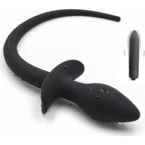 Bullet Vibrator Silicone Dog Tail Anal Plug Sex Toys Butt Plug G-spot Prostata Massage Anal Dilator Vibrating For Men Woman