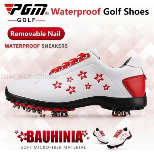 2020 Pgm Golf Ball Waterproof Golf Shoes Women Sports Activity Shoes Nail Style Ladies Shoe Breathable Gym Golf Sneakers 35-40