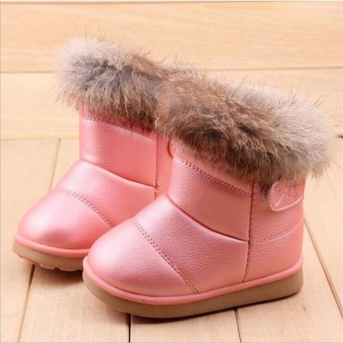 Winter Plush Baby Girls Snow Boots Warm Shoes Pu Leather Flat With Baby Toddler Shoes Outdoor Snow Boots Girls Kids Shoe