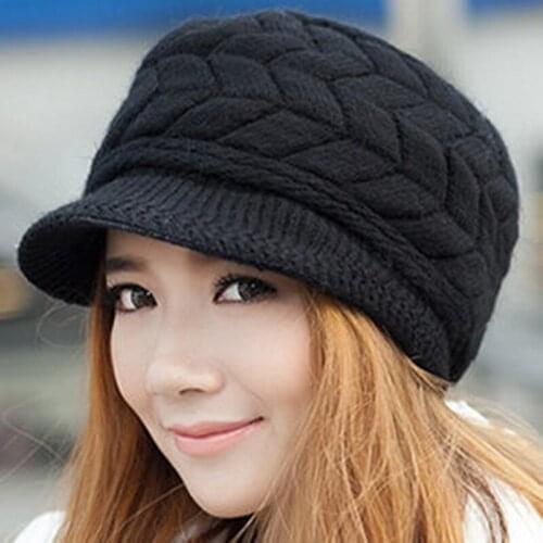 Winter Women Hat Luxury Knitted Hats Female Soft High Elastic Warm Caps Beanies Headgear Girl Cap Solid Color AQ862352