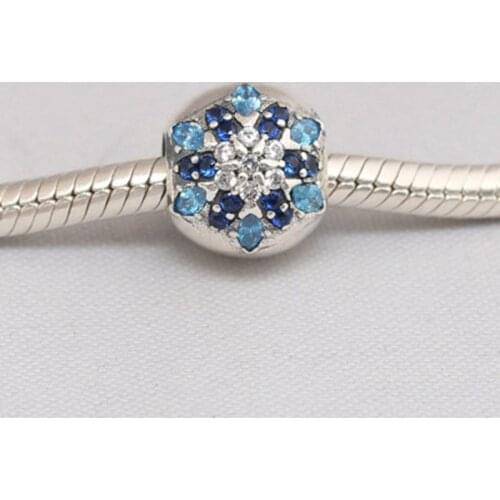 100% Authentic 925 Sterling Silver Snowflake CZ Beads Fi Original Pandora Charms Bracelet Luxury DIY Jewelry Gifts