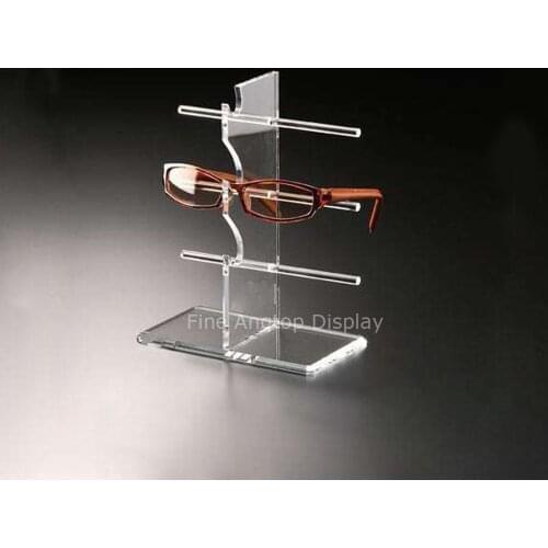 3 Tier Acrylic Sunglasses Eyeglasses Display Stand With Rectangle Base Glasses Nose