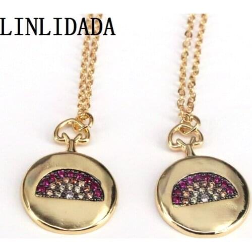 5Pcs High quality new style CZ Micro Paved Watermelon in Round Fruit Jewelry necklace