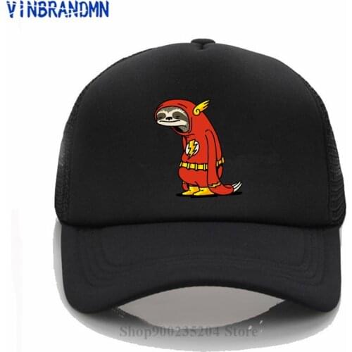 Funny Lazy Sloth Baseball cap men Humor Cartoon Cute Red Sloth Hero sun hats Hip hop net cap Kawaii harajuku Leisure summer hats