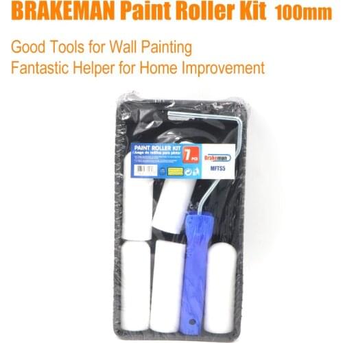 BRAKEMAN 7PCS 4" inch Paint Roller Kit With Mini Foam Paint Brush Covers Set 1pc Paint Rollers Frame and 1pc Tray