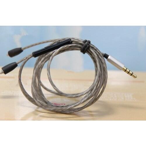 Diy earphone cable se535 universal upgrade cable with mic silver plated wire 5pcs
