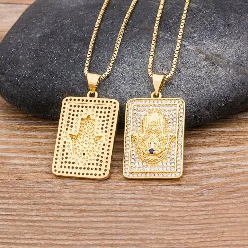 Dropshipping Hamsa Evil Eye Necklace Palm Crystal Charms Pendant For Women Gold Color Best Choker Necklaces Jewelry Wholesale