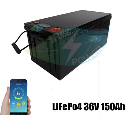 36V 150AH lifepo4 lithium battery Bluetooth BMS APP for 3000w 2000W tricycle UPS vehicle scooter boat camping + 10A Charger