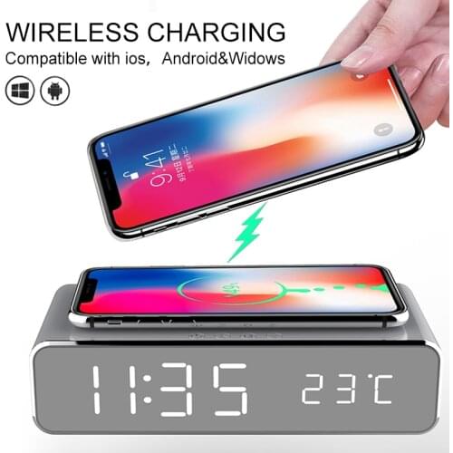 Electric Led Alarm alarm clock With Phone Wireless Charger Desktop Digital Thermo for home kitchen new year decorations 2021