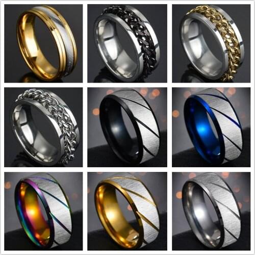 Cool Stainless Steel Rotatable Men Ring High Quality Spinner Chain Punk Women Jewelry for Party Gift Trendy Engagement Ring