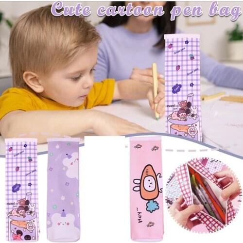 Creative Cartoon Milk Carton Pencil Case Small Fresh Plaid Girl Large Capacity Pu Storage Bag Student Fashion Pencil Case 2021