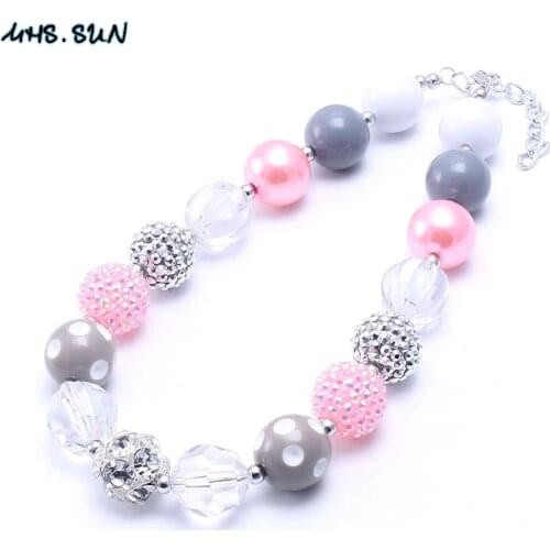 MHS.SUN Cute Design Girls Beads Chunky Necklace Adorable Child Kids Bubblegum Beads Necklace Fashion Chunky Jewelry New
