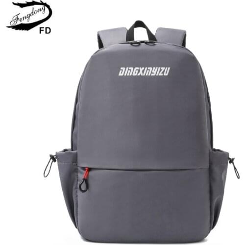 Fengdong school bags for teenage boys waterproof lightweight nylon book bag usb charge travel backpack for men small bagpack
