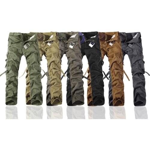 Mens overalls pants solid color large size Multi Pocket outdoor overalls