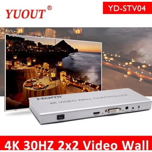 YUOUT YD-STV04HDMI 2x2 Video Wall Controller HDMI+DVI RS232 HDMI With Fully-digital Processing Channel Inside