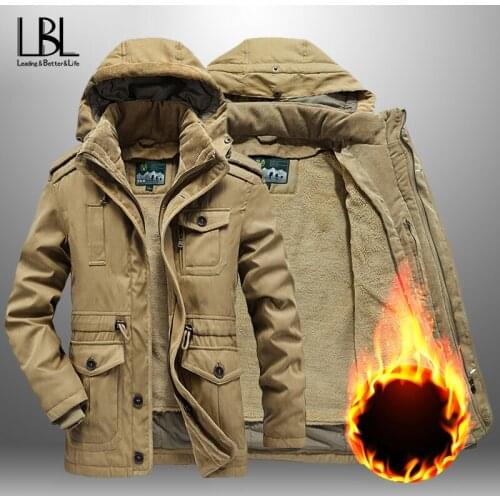 New Mens Winter Casual Warm Plus Velvet Thick Waterproof Jackets Parkas Coats Male Fashion Outwear Windproof Hat Parkas Jackets